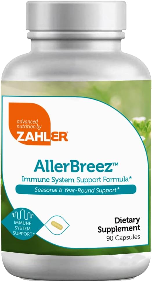 Zahler AllerBreez, Advanced Formula for Allergy Relief, Helps Reduce Seasonal Discomfort and Histamine Control Supplement, Supports Healthy Immunity, Certified Kosher, 90 Capsules