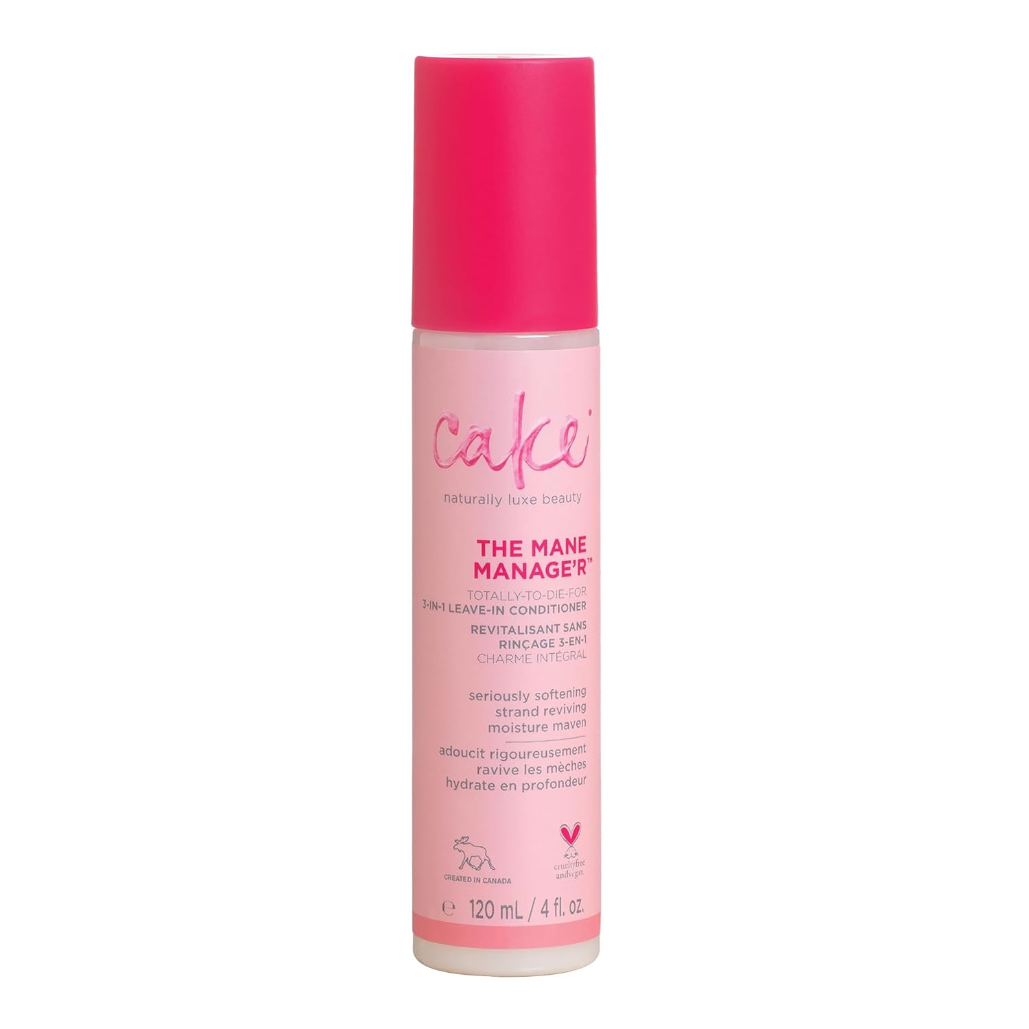 Cake Beauty Leave in Conditioner, The Mane Manager – Moisturizing & Softening – With Coconut Oil, Biotin, Soy & Rice Proteins – For Dry/Normal Hair Types – 4 Fl Oz / 120 mL