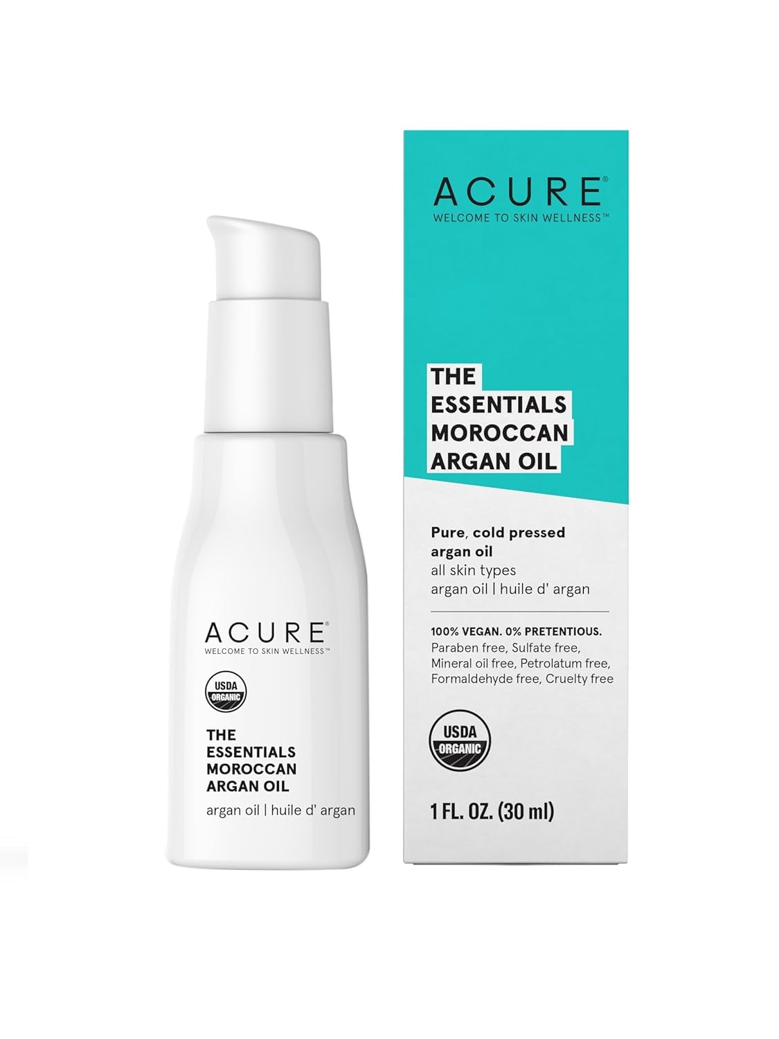 Acure The Essentials Moroccan Argan Oil – Rich in Vitamin E and Essential Fatty Acids – Hydrating & Soothing Multi-Purpose Oil For All Skin & Hair Type – All Natural Pure & Cold Pressed – 1 Fl Oz