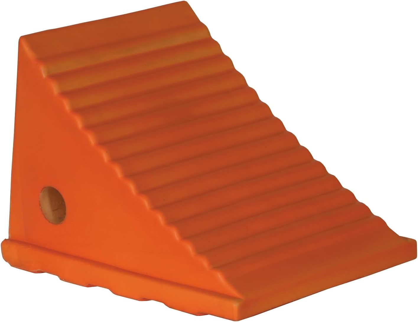 Buyers Products WC8118 Orange Polyurethane Wheel Chock, 8.69 x 11.25 x 8.13 Inch, Lightweight and Semi Rigid with Mounting Holes, Ideal for Industrial and Agricultural Vehicle Maintenance and Storage