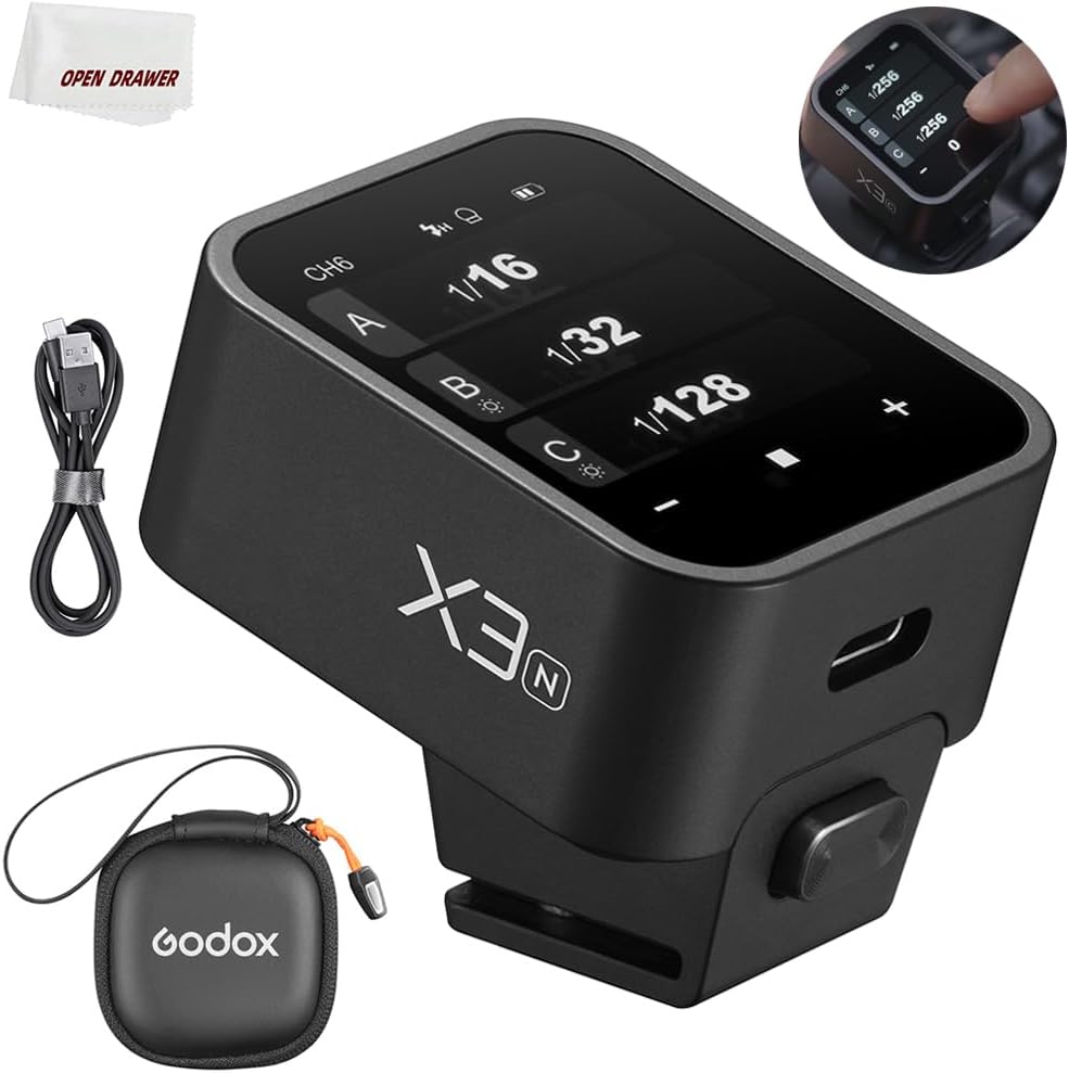 Godox X3N X3 N X3-N Trigger, Godox Flash Trigger, Touch Screen TTL Wireless Flash Trigger, with TCM Conversion, Built-in 3.7V 850mAh Li-Ion Battery, Approx 7 Days Standby for Nikon Cameras (X3-N)