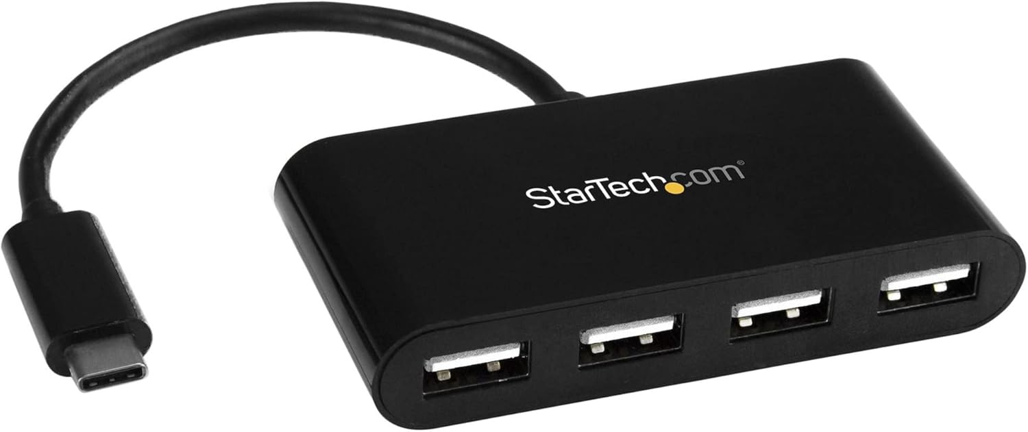 StarTech.com 4-Port USB-C Hub – USB-C to 4x USB-A Hub Adapter – Mini USB 2.0 Hub – Bus-powered USB Type-C Port Expander (ST4200MINIC)