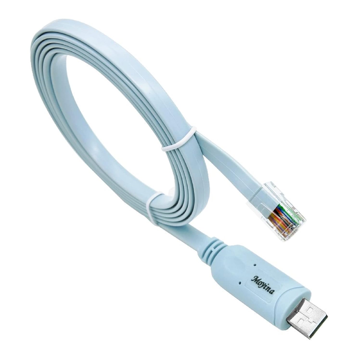 USB Console Cable USB to RJ45 Cable Essential Accesory of Cisco, NETGEAR, Ubiquity, LINKSYS, TP-Link Routers/Switches for Laptops in Windows, Mac, Linux (Blue)