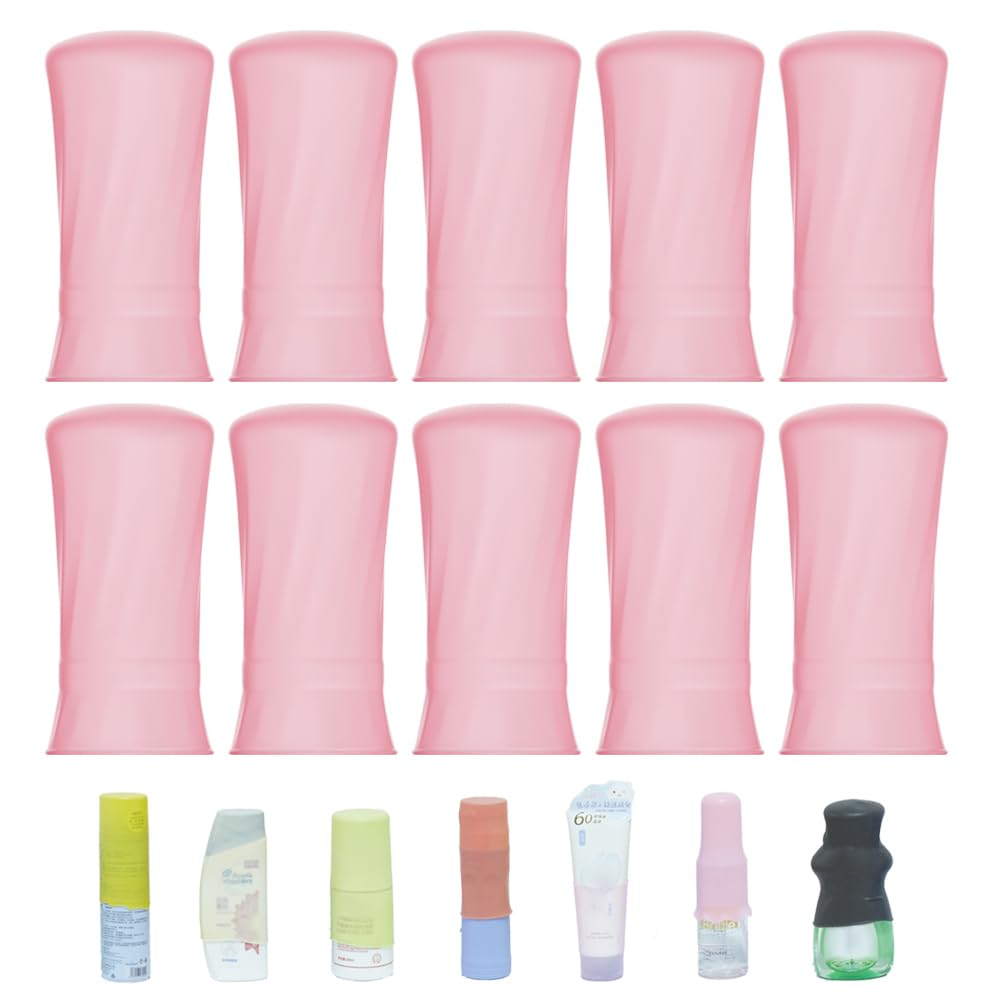 Travel Bottle Covers,10 Pack Silicone Travel Size Container Sleeves,Stretching Travel Accessories for Shampoo Lotion Conditioner Wash Body Bottles