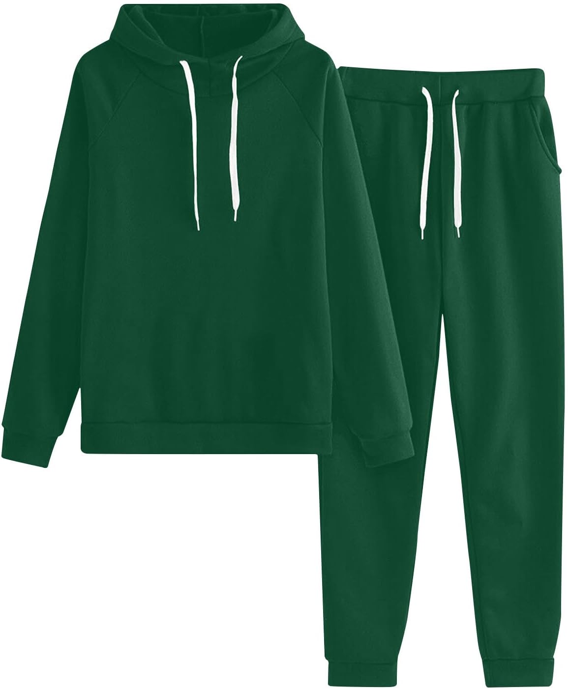 Active Wear Sets for Women Casual Solid Hooded Drawstring Sweatshirt Tops And Sweatpants Set Sports Tracksuits