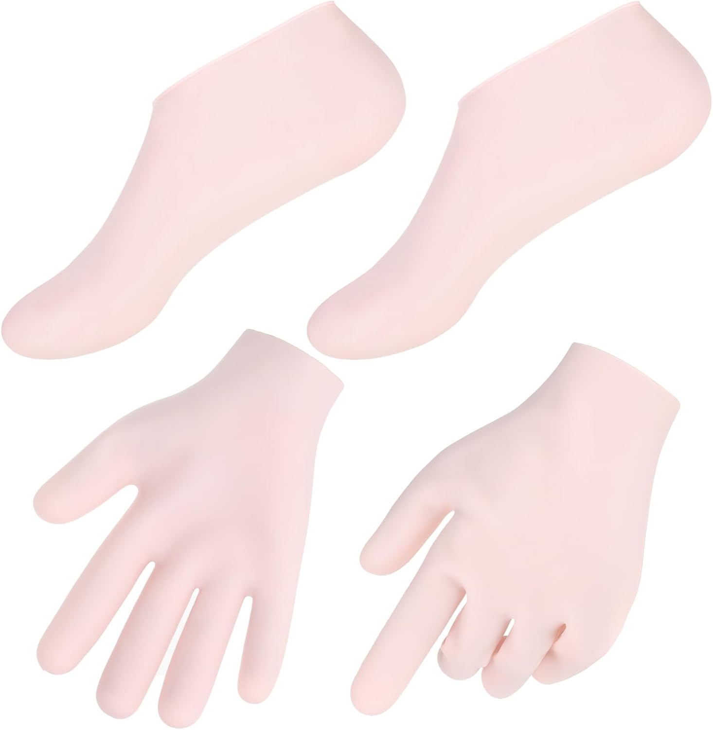 2 Pairs Silicone Moisturizing Socks Gloves for Dry Cracked Feet Hand Women Soft Gel Silicone Socks Gloves Set Anti-Slip Silicone Gel Spa Socks for Foot Hand Softening (Pink)