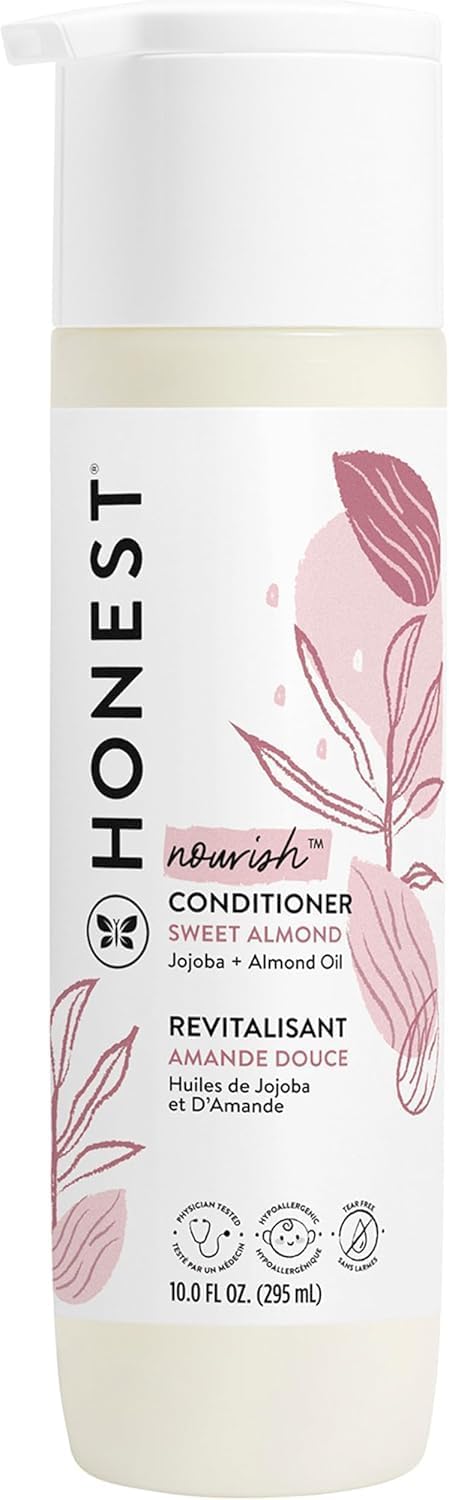 The Honest Company Silicone-Free Conditioner | Gentle for Baby | Naturally Derived, Tear-free, Hypoallergenic | Sweet Almond Nourish, 10 fl oz