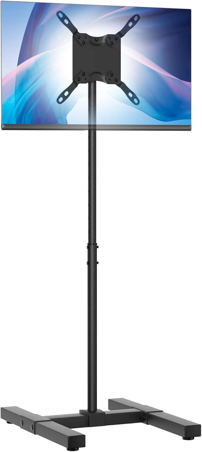 CTA Height Adjustable TV Stand – CTA VESA-Compatible Universal Floor Stand for TVs & Monitors 13-42-inch up to 44 lbs. – White – (ADD-DMHA)