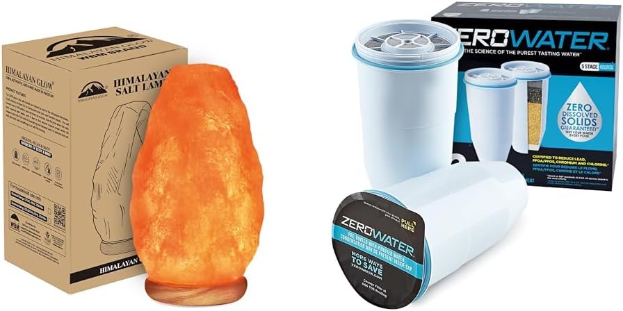 Himalayan Glow Salt Lamp with Dimmer Switch 5-7 lbs & ZeroWater Official Replacement Filter – 5-Stage Filter Replacement 0 TDS for Improved Tap Water Taste