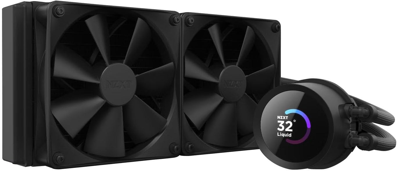 NZXT Kraken 240-240mm AIO CPU Liquid Cooler – Customizable 1.54″” Square LCD Display for Images, Performance Metrics and More – High-Performance Pump – 2 x F120P Fans – Black