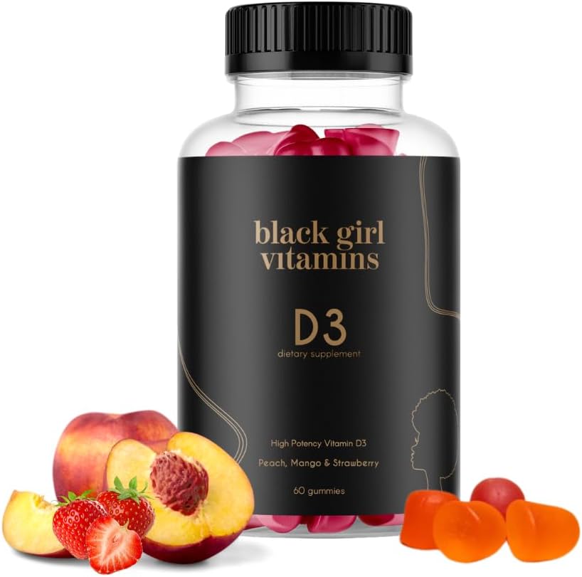 Black Girl Vitamins – Vitamin D3 Gummies, for Immune, Energy, and Bone Support, 2000IU (50mcg) Vitamin D per Serving, Gluten-Free Vitamin D Gummies (Multi-Flavored), 60ct