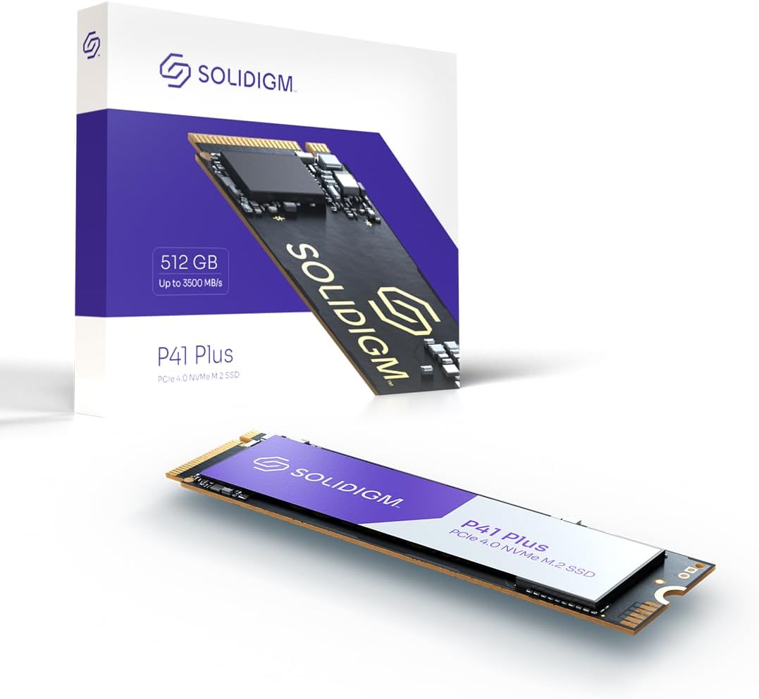 Solidigm P41 Plus Series 512GB PCIe GEN 4 NVMe 4.0 x4 M.2 2280 3D NAND Internal Solid State Drive (512GB, M.2 80mm, PCIe 4.0 x4) SSDPFKNU512GZX1