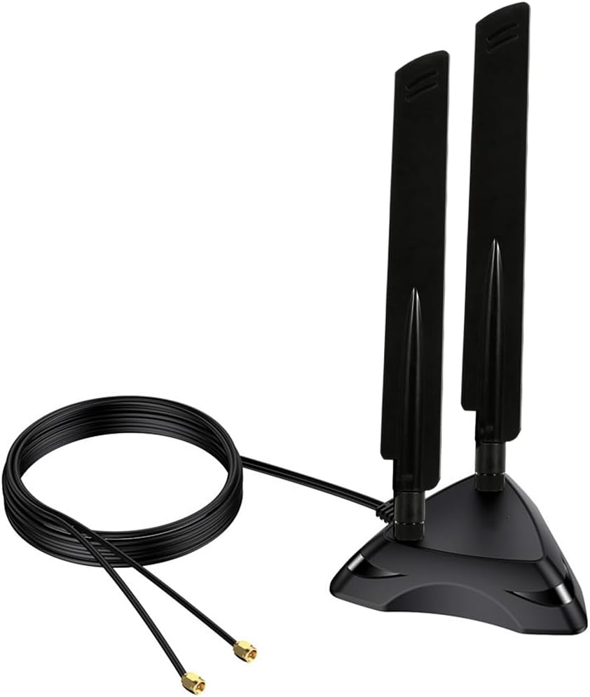 Dual Band 2.4GHz 5GHz 5.8Ghz RP-SMA Gaming WiFi 6E 802.11ac/ax Wireless Antenna with Magnetic Base for Intel AX201 AX200 PCIe NGFF WiFi USB Card PC Desktop PCIe WiFi Card Wireless Network Router