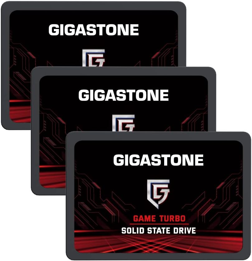 Gigastone SATA SSD 256GB (3-Pack) 2.5 inch SSD 520MB/s Upgrade Laptop PC Memory and Storage PS4 HDD Replacement 2.5″ Internal Solid State Hard Drives SATA III SLC Cache 3D NAND Game Turbo Performance