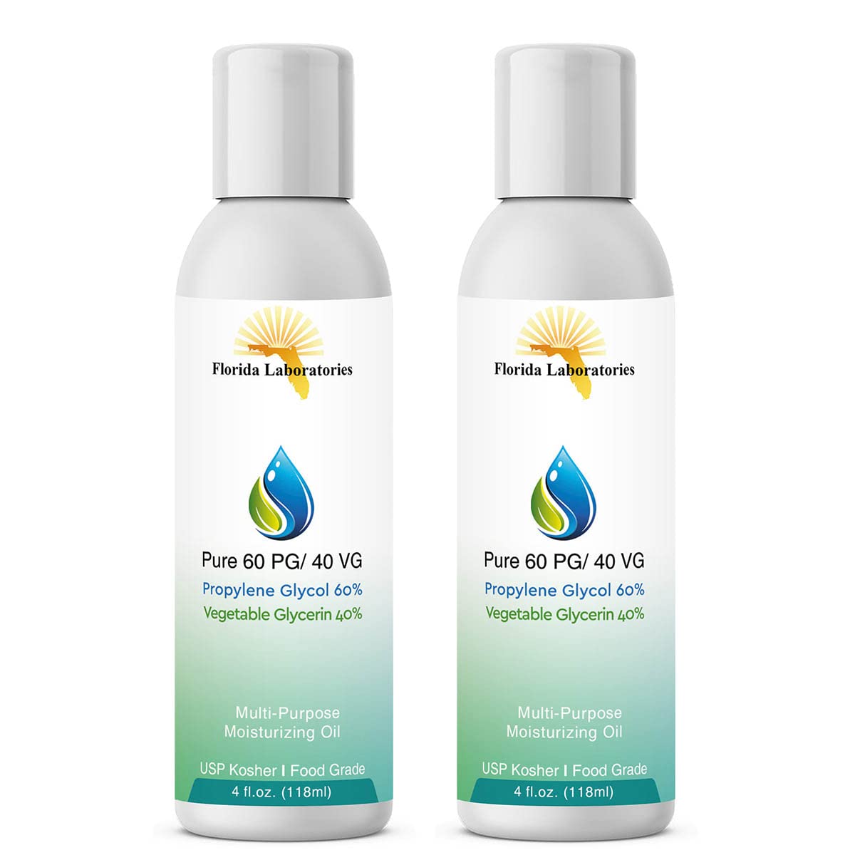 60/40 PG-VG Propylene Glycol & Vegetable Glycerin – 4oz (2 Pack) – Kosher 99.9% Pure Food Grade – Manufactured in The USA