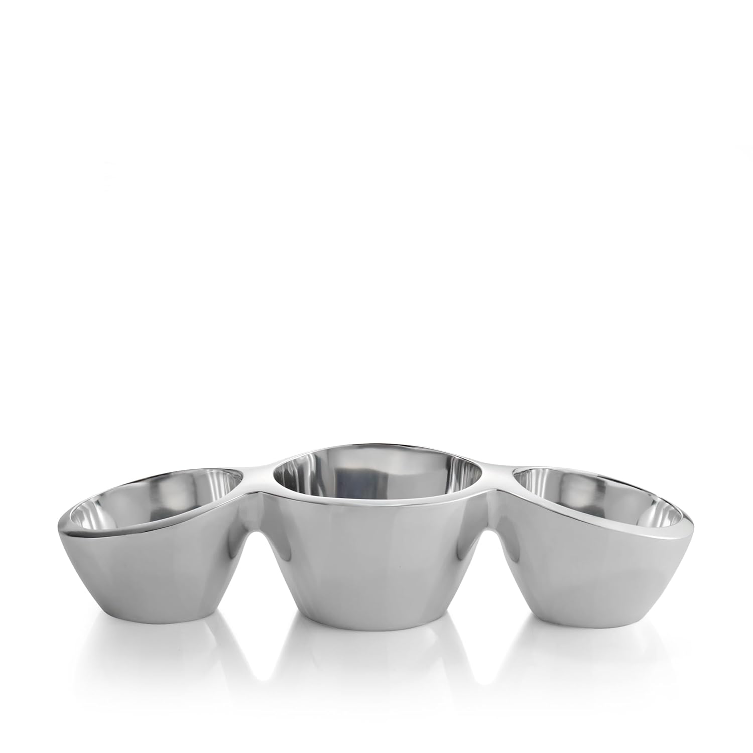 nambe Eclipse Condiment Trio | 3 Part Divided Serving Tray for Condiments, Dips, Appetizers, and Snacks | Made of Metal Alloy | Designed by Steve Cozzolino