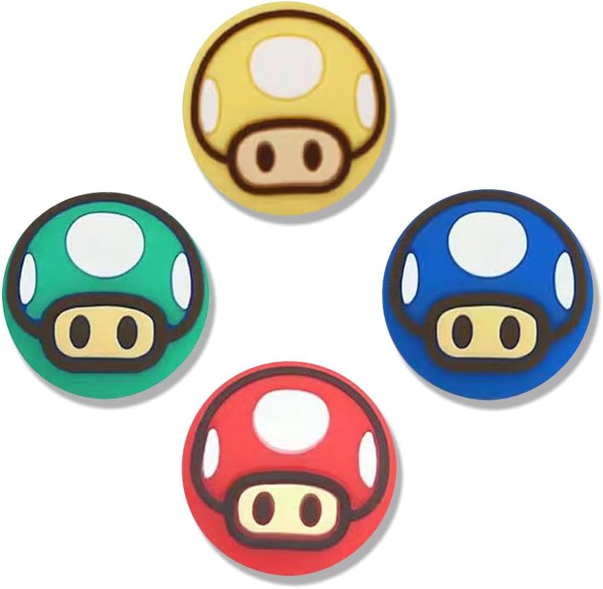 PERFECTSIGHT Silicone Joycon Thumb Grip Caps for Mario Fans, Joystick Cover Compatible with Nintendo Switch/OLED/Switch Lite,4PCS (Mushroom)