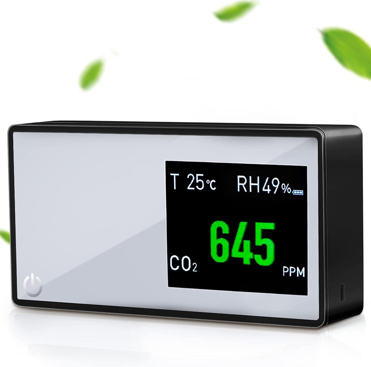 Air Quality Monitor 3 in 1 Carbon Dioxide Detector Portable, NDIR Sensor, CO2 Monitor Rechargeable, 400-5000 ppm Temperature(°F) and Humidity Meter for Home