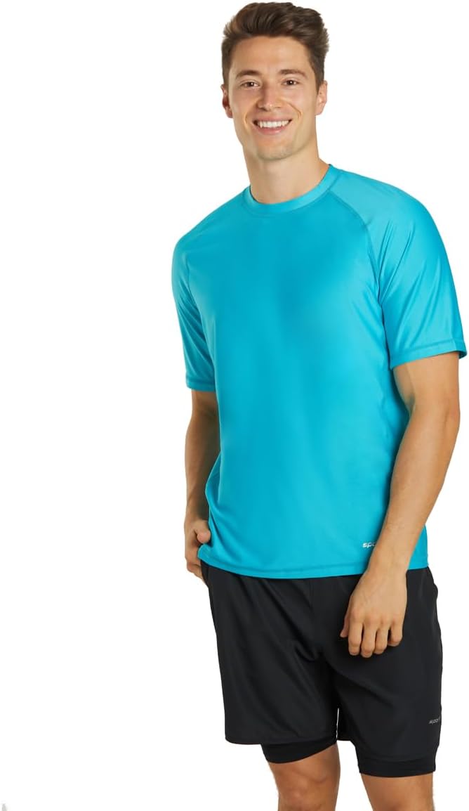 Sporti Men’s SS UPF 50 Comfort Fit II Rashguard – Ocean Blue – Medium