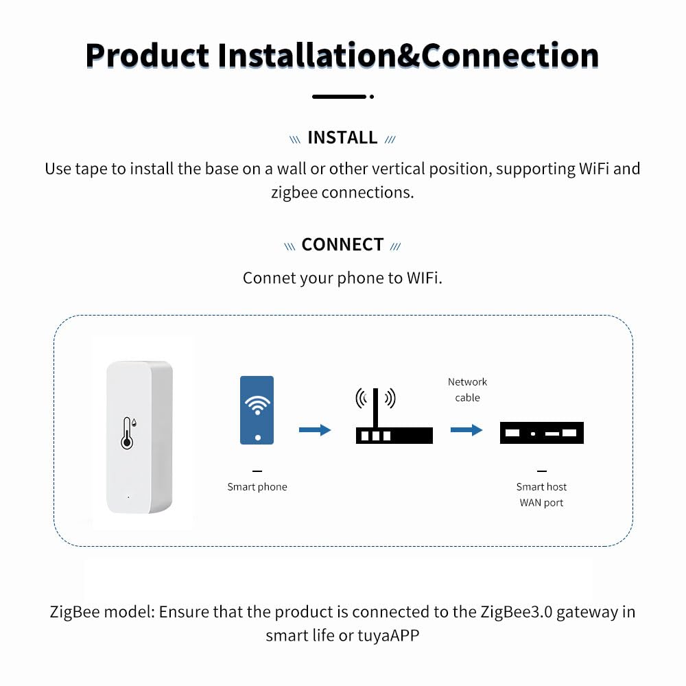 Zigbee Temperature Humidity Monitor Tuya Humidity Sensor,App Records,ZigBee Hub Required,Remote Monitoring for Tuya Smart Home Automation for Home, Office, Garden (4)