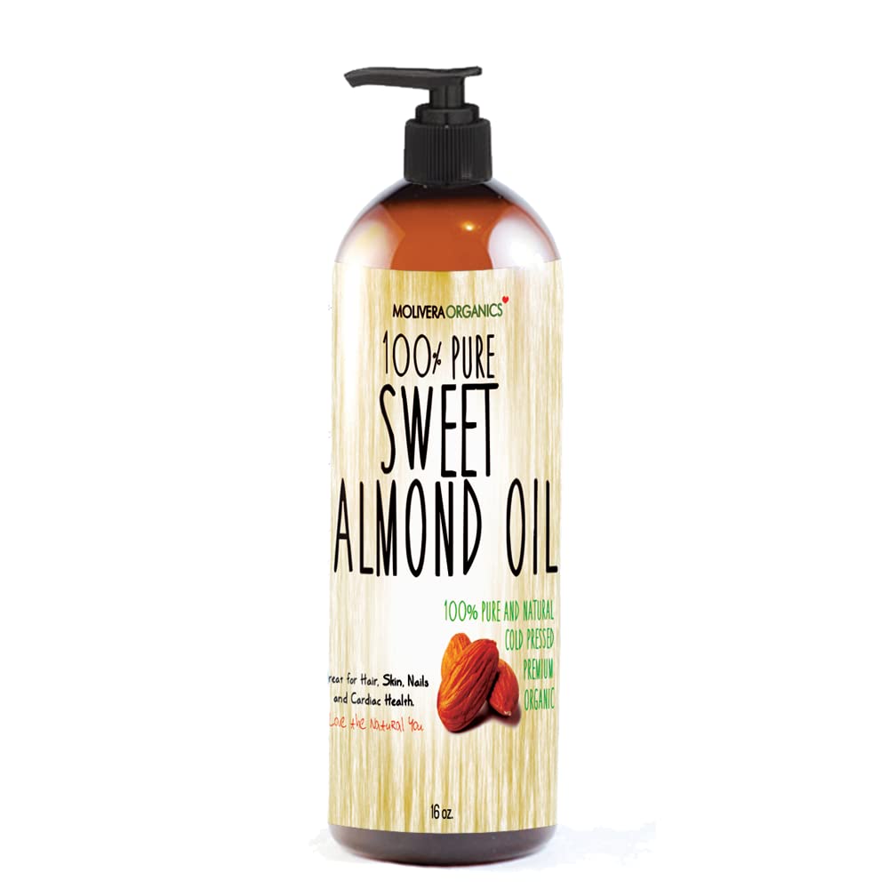 Sweet Almond Oil 16 fl oz. 100% Pure and Natural, Cold Pressed Moisturizer for Skin and Hair