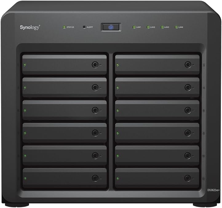 Synology DiskStation DS3622xs+ NAS Server with Xeon 2.2GHz CPU, 48GB Memory, 264TB HDD Storage, 2 x 10GbE LAN Ports, DSM Operating System