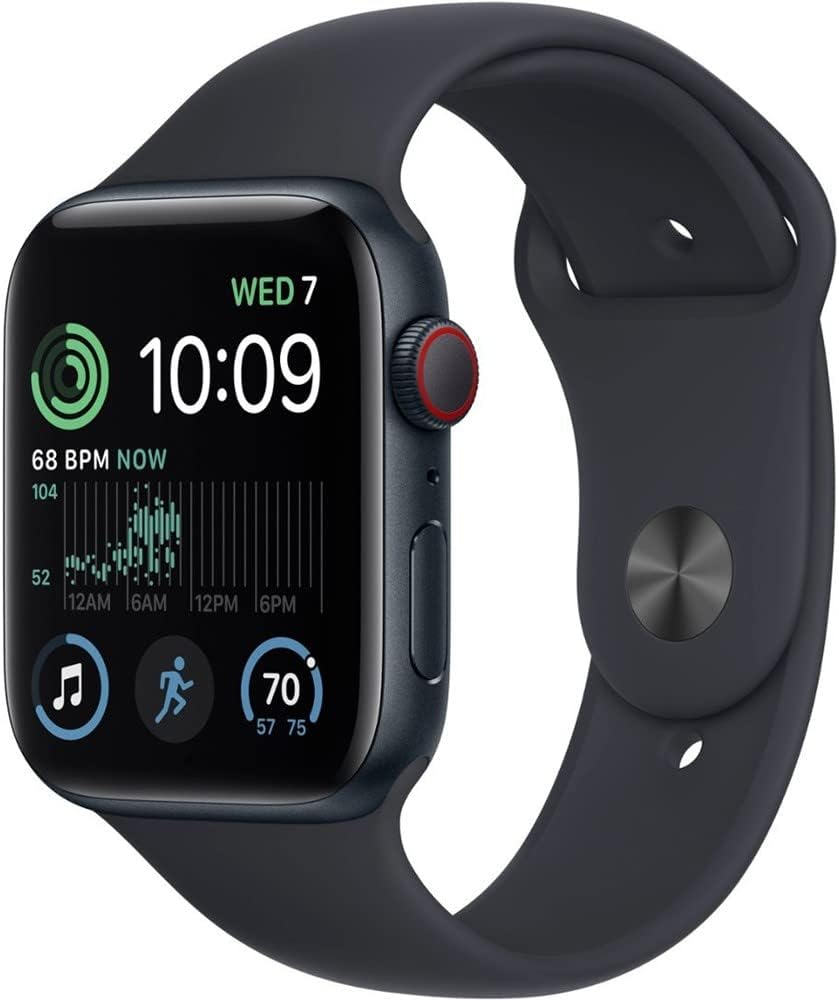 Apple Watch SE (2nd Gen) (GPS + Cellular, 44mm) – Midnight Aluminum Case with Midnight Sport Band, M/L (Renewed)