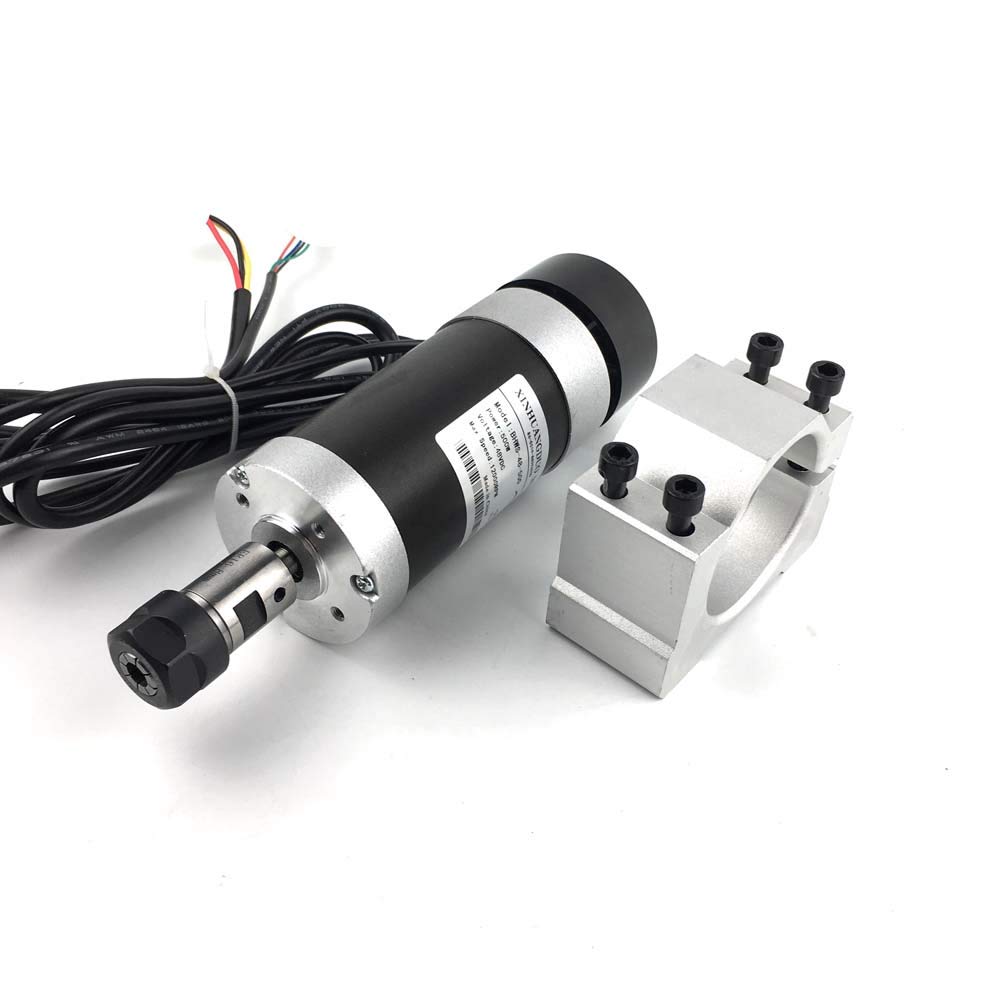 500W Brushless Spindle ER11 or ER16 DC 0-48V CNC Engraving Milling Air Cooled Motor Carving with Fan + Bracket Screw