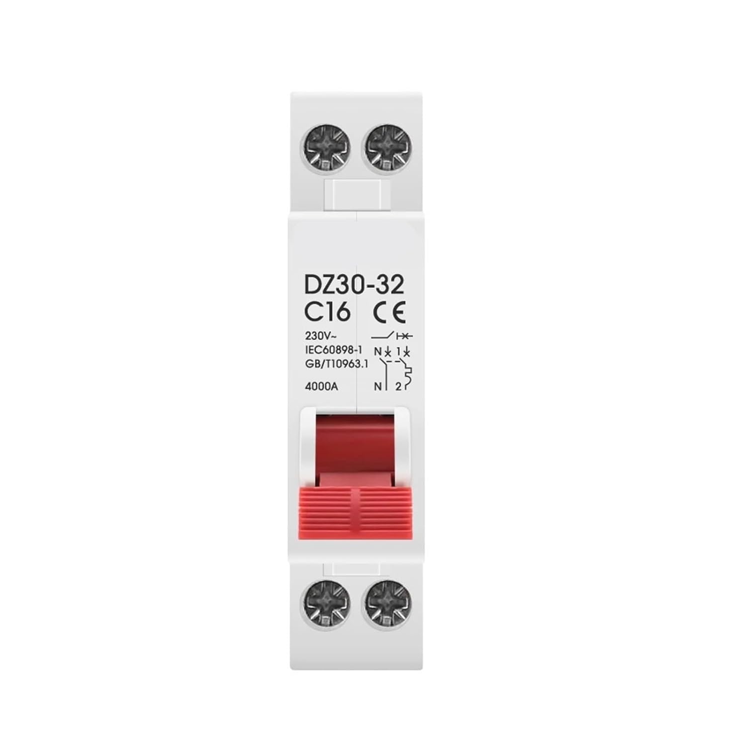 DZ30-32 DPN 1P+N Mini Circuit Breaker MCB 6A 10A 16A 20A 25A 32A Din Rail Mounting Cutout Miniature Household Air Switch OEM DIY 1Pcs(16A)