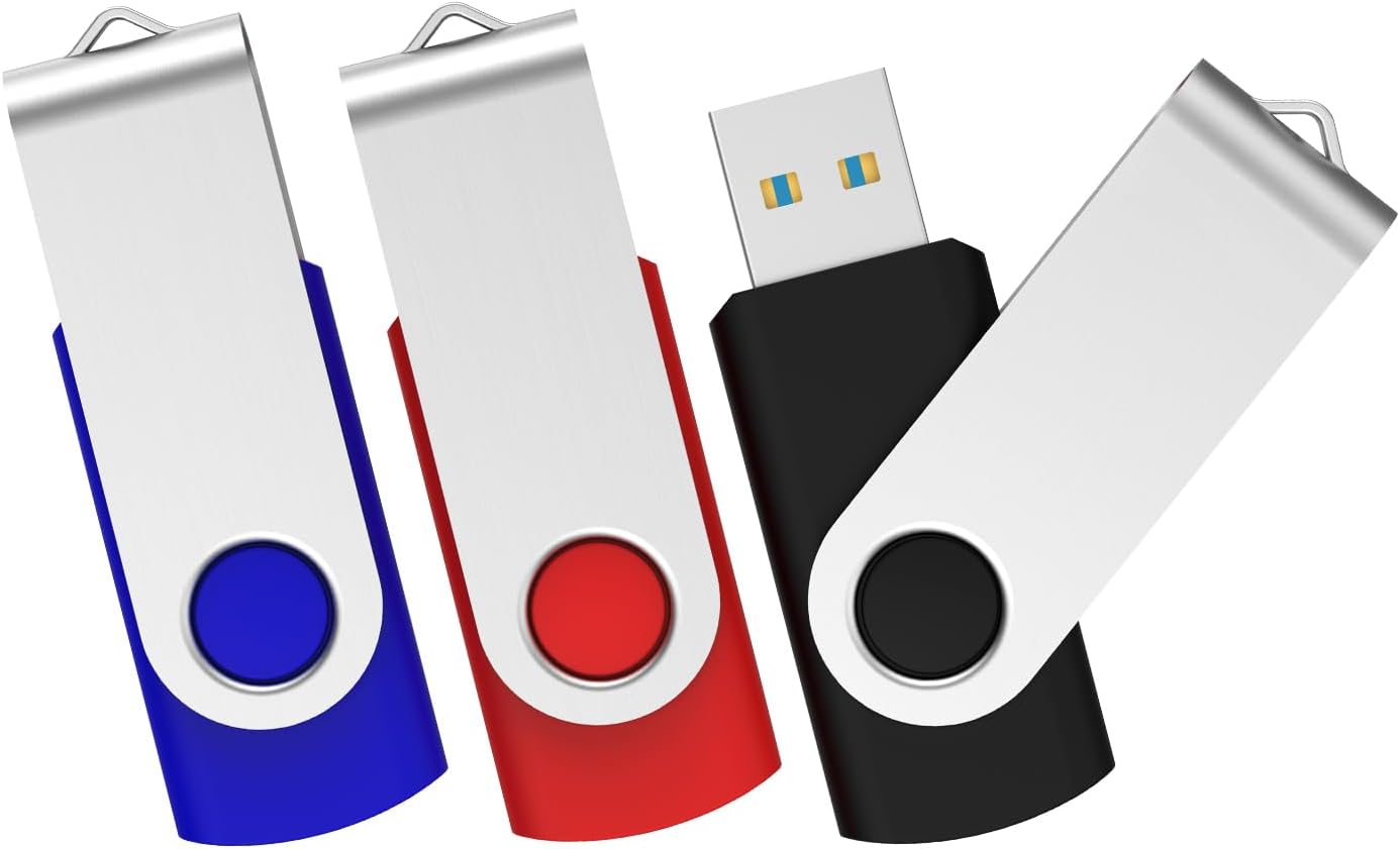 Aiibe 128GB Flash Drive 3.0 3 Pack 128GB USB 3.0 Flash Drive Thumb Drive USB Drive 128GB Jump Drive Memory Stick 128GB Flash Drives (128G, 3 Mixed Colors: Black Blue Red)