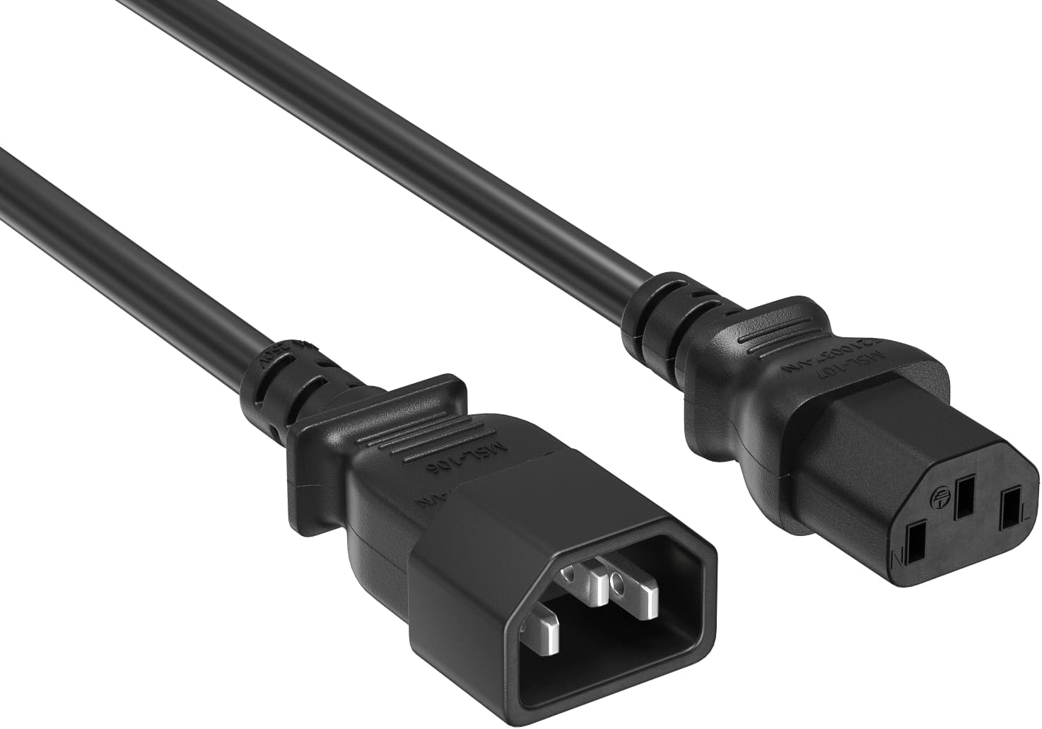 CableLeader 15ft IEC-320 C13 to C14 Heavy-Duty Power Extension Cord 18 AWG 10A/250V SJT, Computer to PDU CPU Power Extension Cable, PC Power Cable, UL Listed, Black