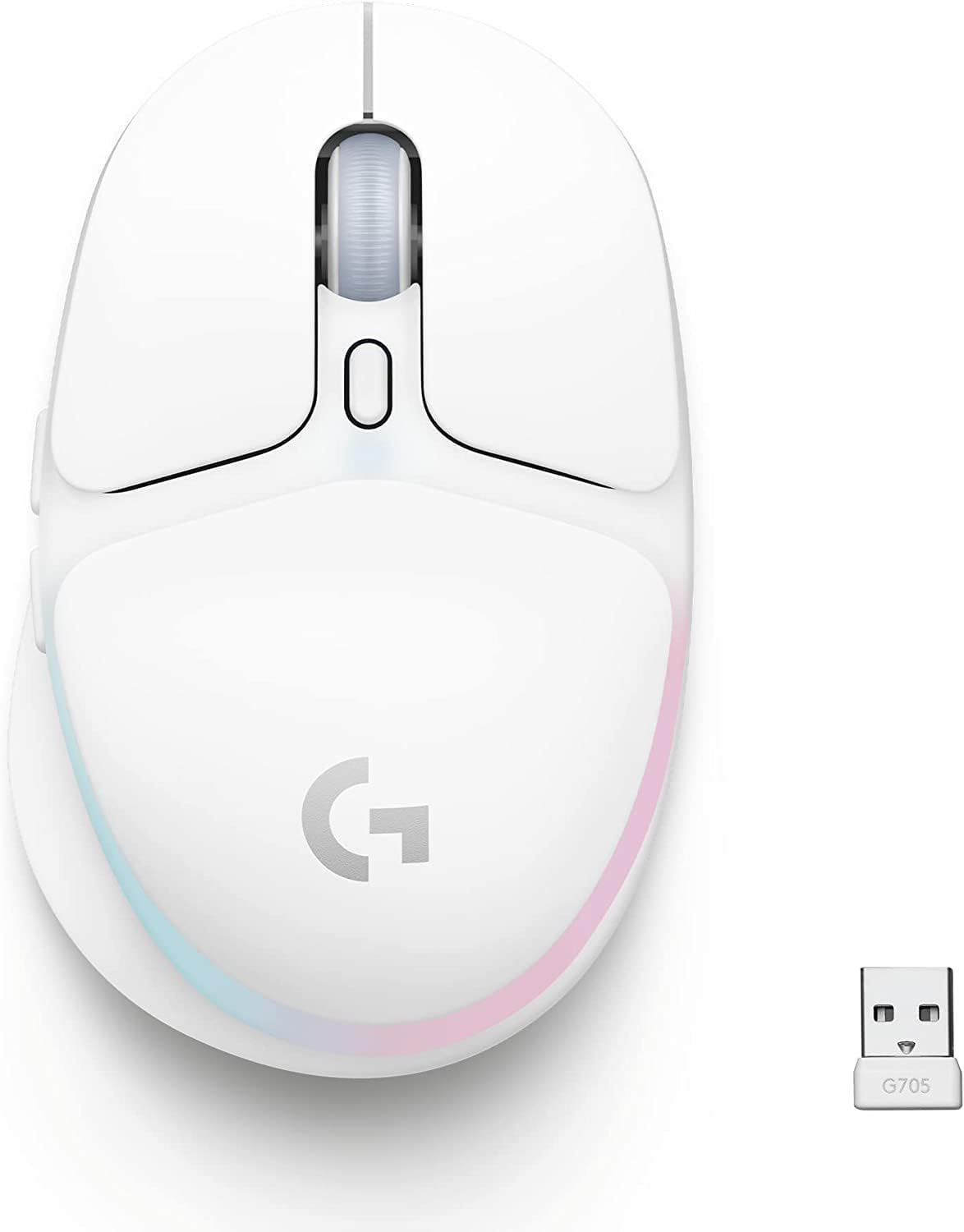 Logitech G705 Wireless Gaming Mouse, Customizable LIGHTSYNC RGB Lighting, Lightspeed Wireless, Bluetooth Connectivity, Lightweight, PC/Mac/Laptop – White Mist