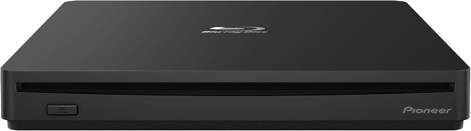 Pioneer External Blu-ray Drive BDR-XS07UHD@6X Slot Loading Portable with a Matte-Black Body USB 3.2 Gen1(3.0) BD/DVD/CD Writer. Firmware 2023 (Version: 1.03 and up). Cyberlink Software Included