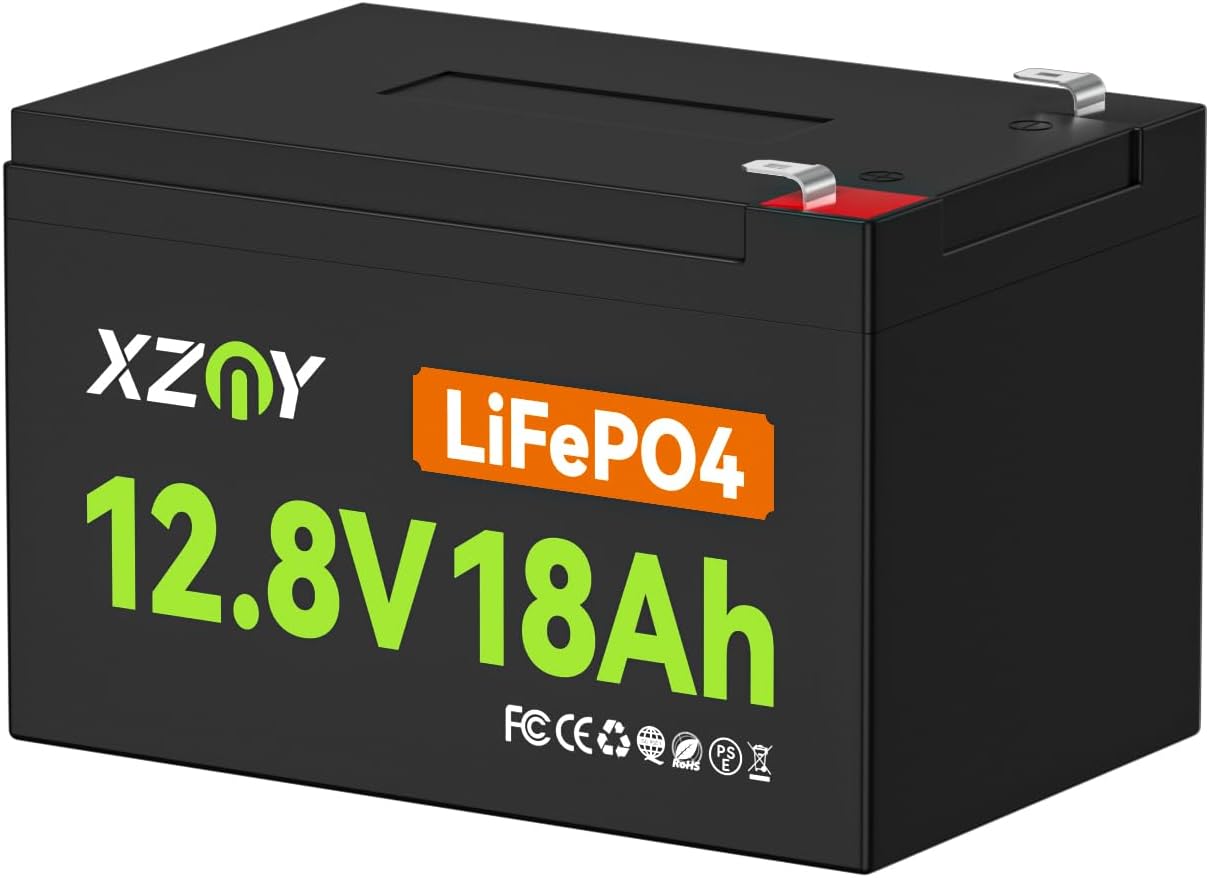 Compact 12V 18Ah LiFePO4 Lithium Battery, 3000+ Cycles 12 Volt Lithium Battery Built-in 20A BMS, 12V 18Ah Battery for Garmin Fish Finder Battery, Power Wheels, Mobility Scooter, Lighting Supply