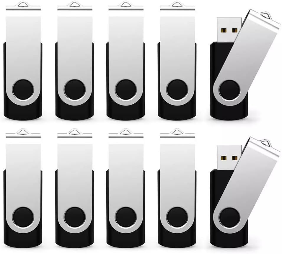 64 GB Flash Drive USB 2.0 Thumb Drive 64GB Memory Sticks Swivel High Speed Jump Drive Pen Drive External Storage for Desktops Computer Laptop(64GB,10 pcs Black)