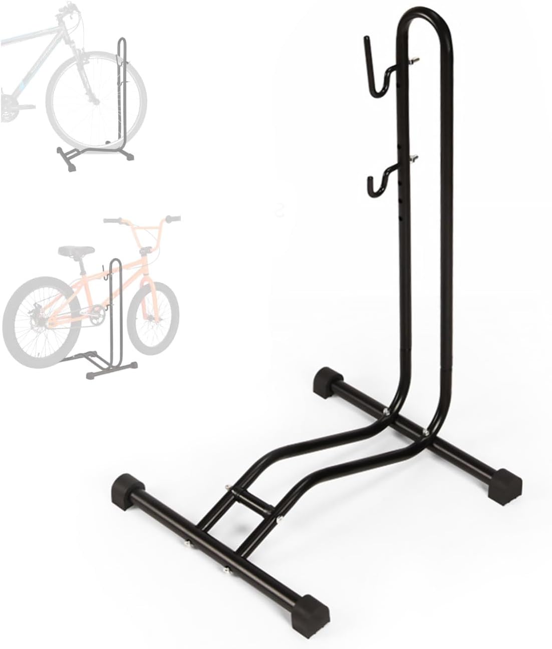 Bike Stand Maintenance and Storage Function for Mountain MTB Single Parking Rack Storage Stand Road Bicycles Indoor Garage Storage Fits Bicycle Tires 20″- 29″ Up to 2.6″ Tire Width (Black, 2 in 1)