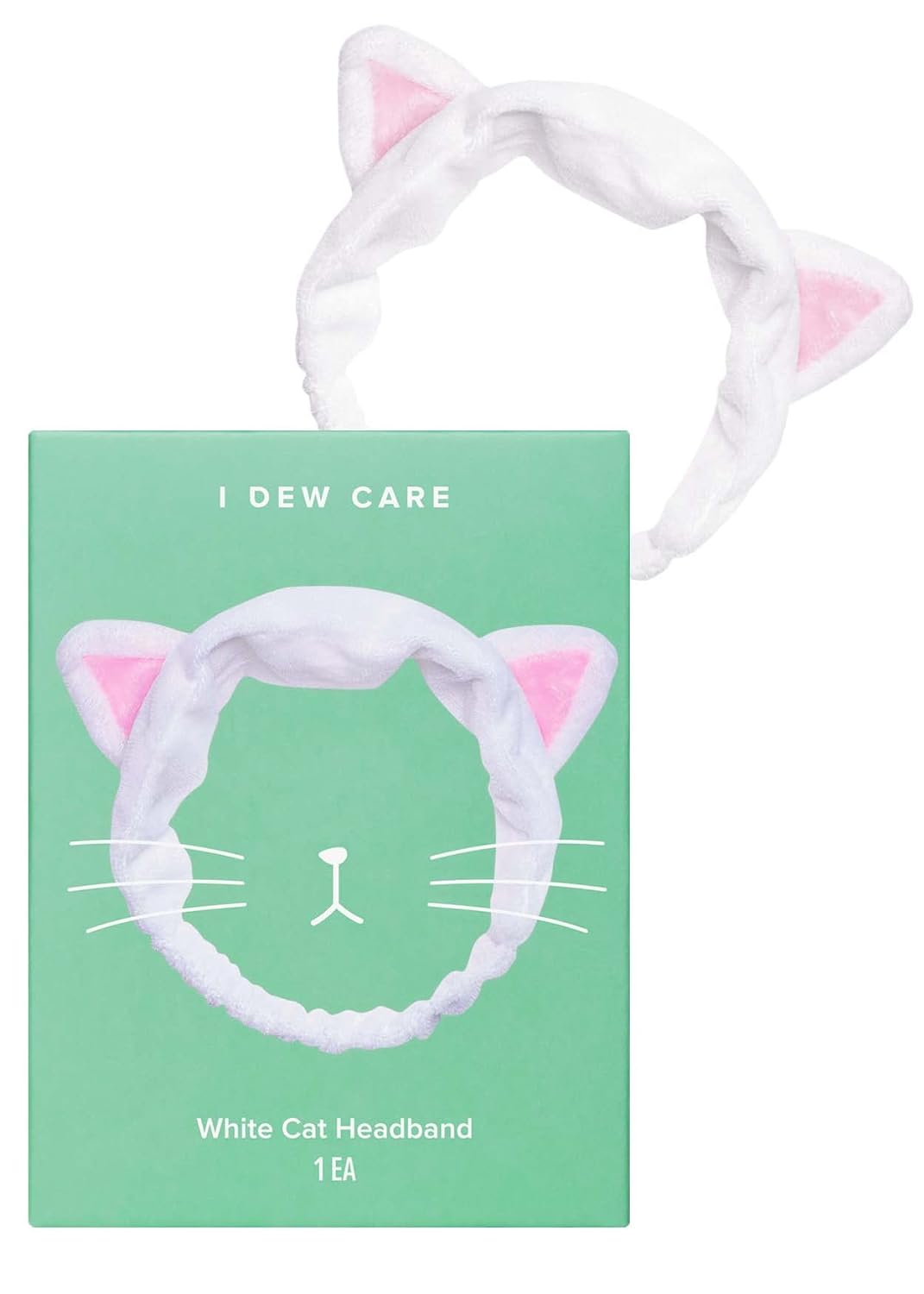 I DEW CARE Face Wash Headband – White Cat | Animal Head band for Face Washing & Skincare, Soft & Fuzzy, Cute for Makeup, Shower, Teen Girls Stuff, Kitty Cat Ear Hair Band, Gift (1 Count)