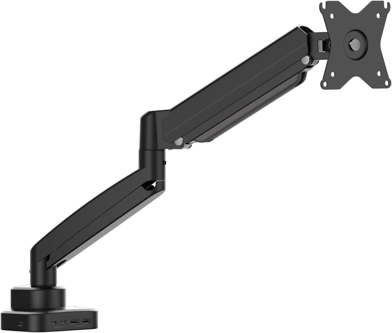 j5create Monitor Mount with 6-in-1 Docking Station, Fully Adjustable Gas Spring Monitor Arm for 17 to 32 inch Screen, Conveniently Set Optimal Angle and Maximize Productivity (JTSA301)