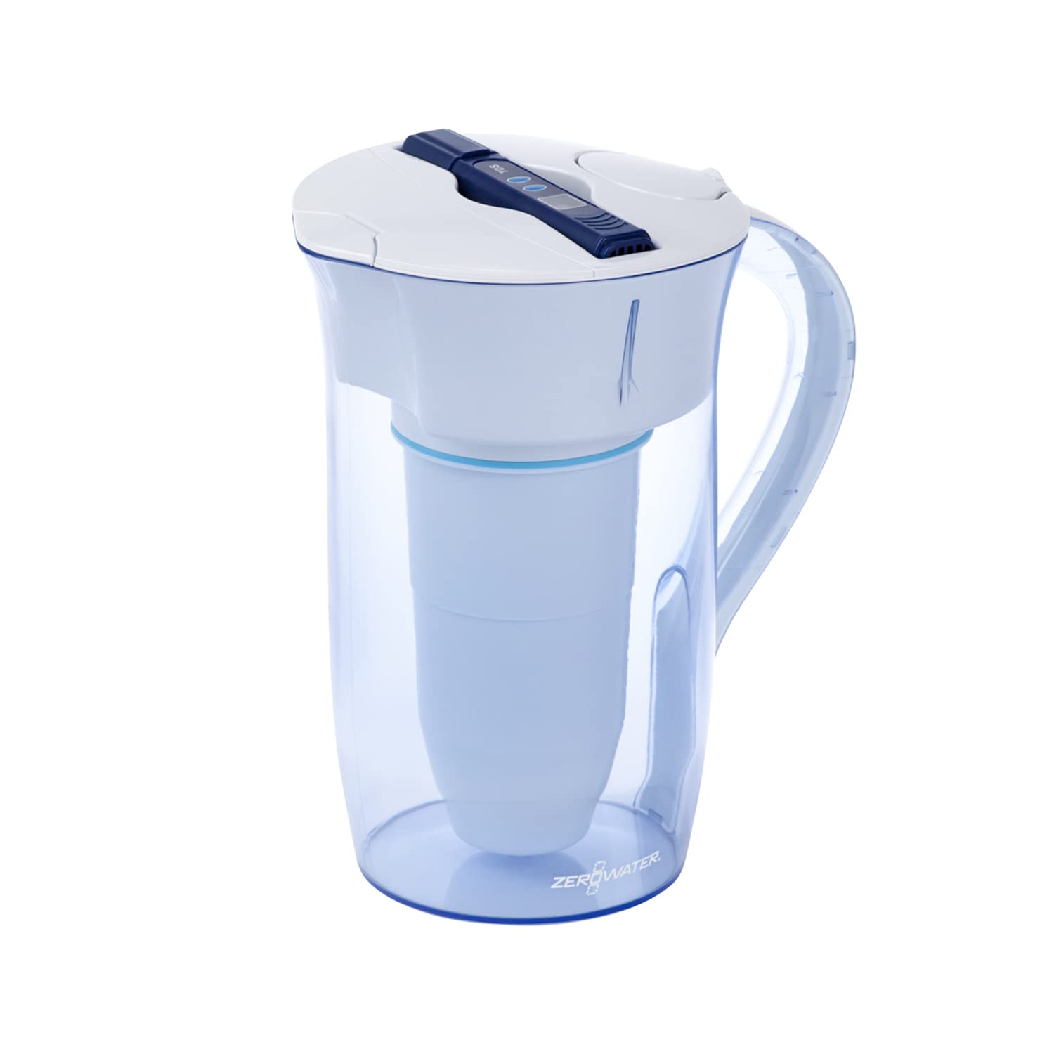 ZeroWater 10-Cup Ready-Pour Round 5-Stage Water Filter Pitcher with 5-Stage 0 TDS Water Filter – IAPMO Certified to Reduce Lead, Chromium, and PFOA/PFOS