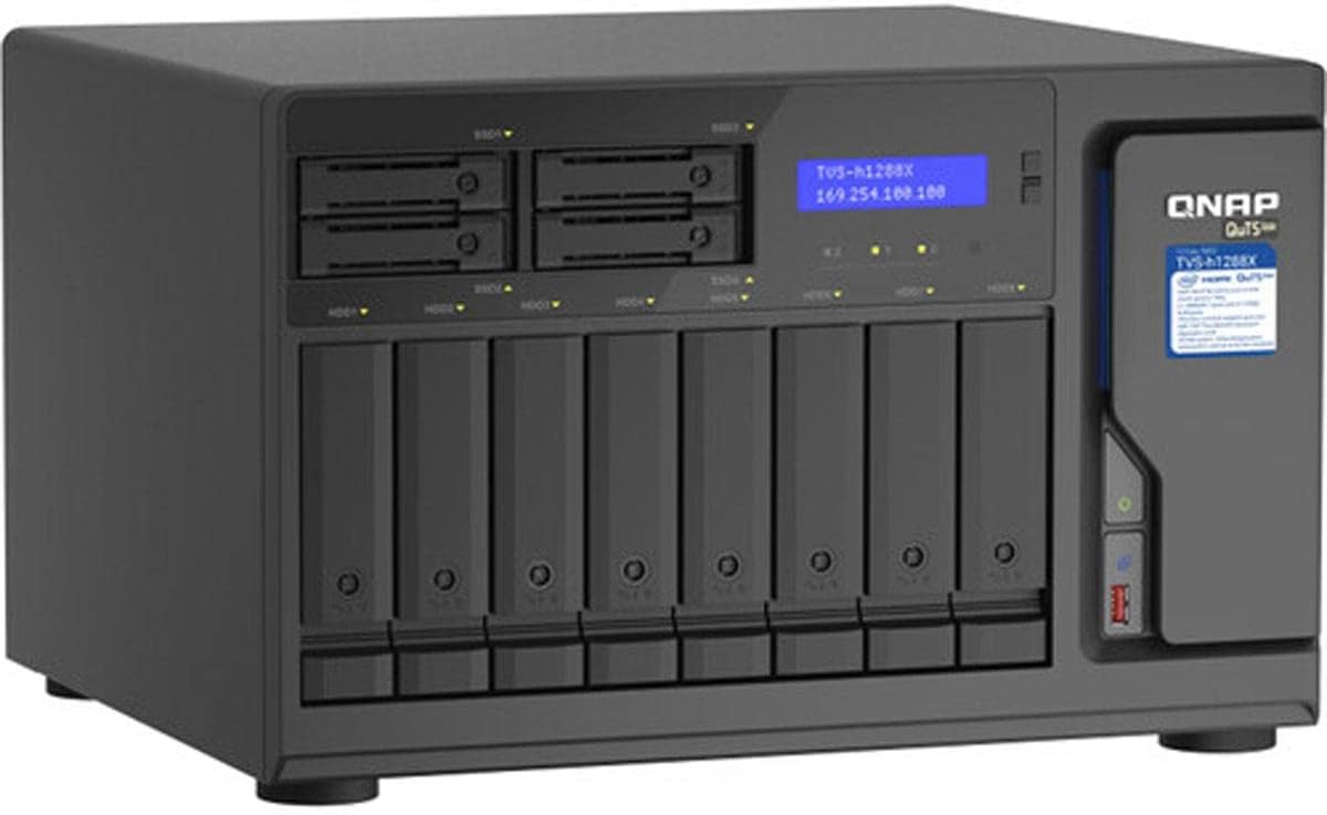 QNAP TVS-h1288X-W1250-16G High-speed media NAS with Intel® Xeon® W-1250 CPU and Two 10GbE Ports