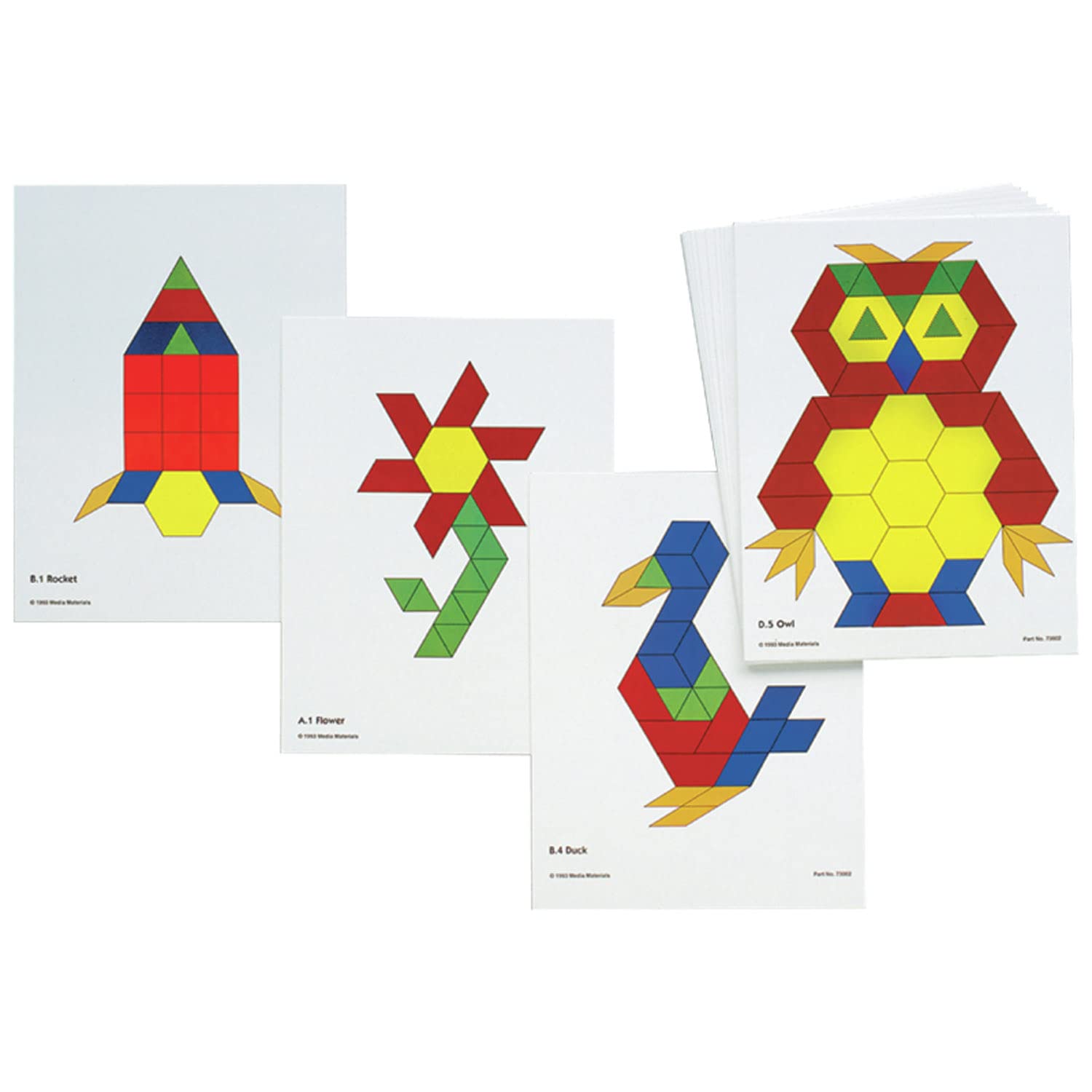 Learning Advantage Pattern Block Activity Cards – In-Home Learning Activity for Early Math & Geometry – Set of 20 – Teach Creativity, Sequencing and Patterning