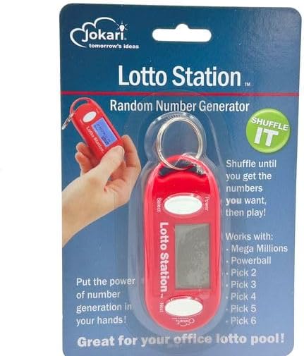 Jokari Pocket-Sized Lottery Number Wizard. Electronic On-The-Go Powerball, Mega Millions, Pick 2, 3, 4, or 5, Match 6 Battery Operated Lucky Number Generator Keychain for Any Lotto Number Picking Game