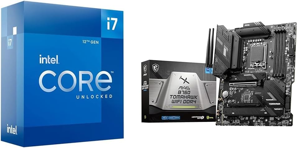 Intel Core i7-12700K Gaming Desktop Processor + MSI MAG B760 Tomahawk WiFi DDR4 Gaming Motherboard