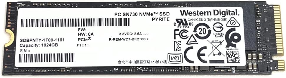 Western Digital 1TB SSD PC SN730 NVMe PCIe Gen3 x4 M.2 2280 SDBPNTY-1T00 WD Solid State Drive