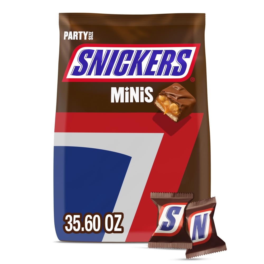 SNICKERS Minis NFL Football Chocolate Candy Bars, Party Size Assortment, 35.6 oz Bag