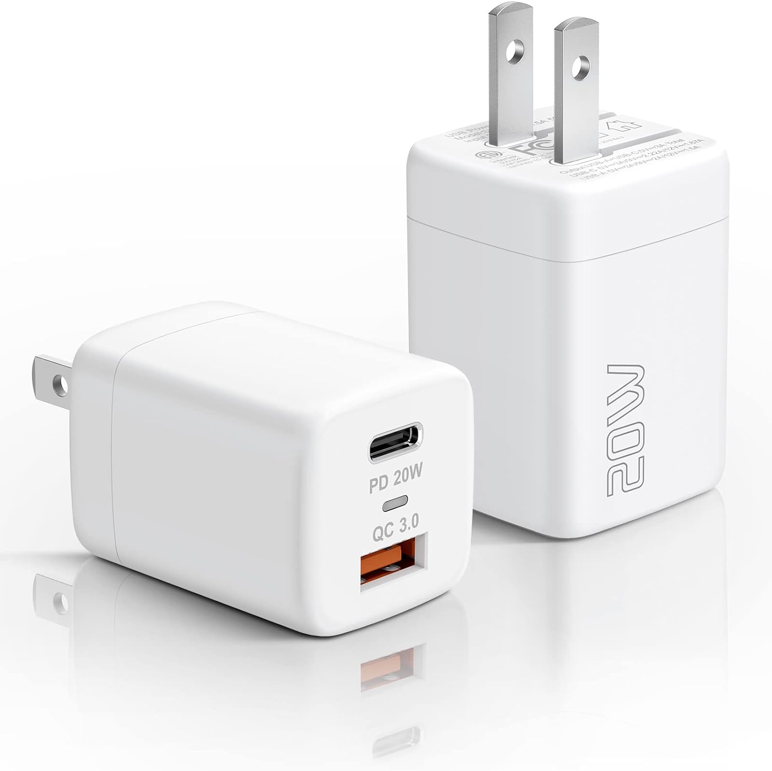 USB C Wall Charger Fast Charger Block, 2-Pack TI-TOO 20W Dual Port Power Adapter, Quick Charge 3.0 USB Type c Power Delivery Charging Plug Compatible with iPhone 14 Pro Max/14 Plus/13 Pro/13/12…