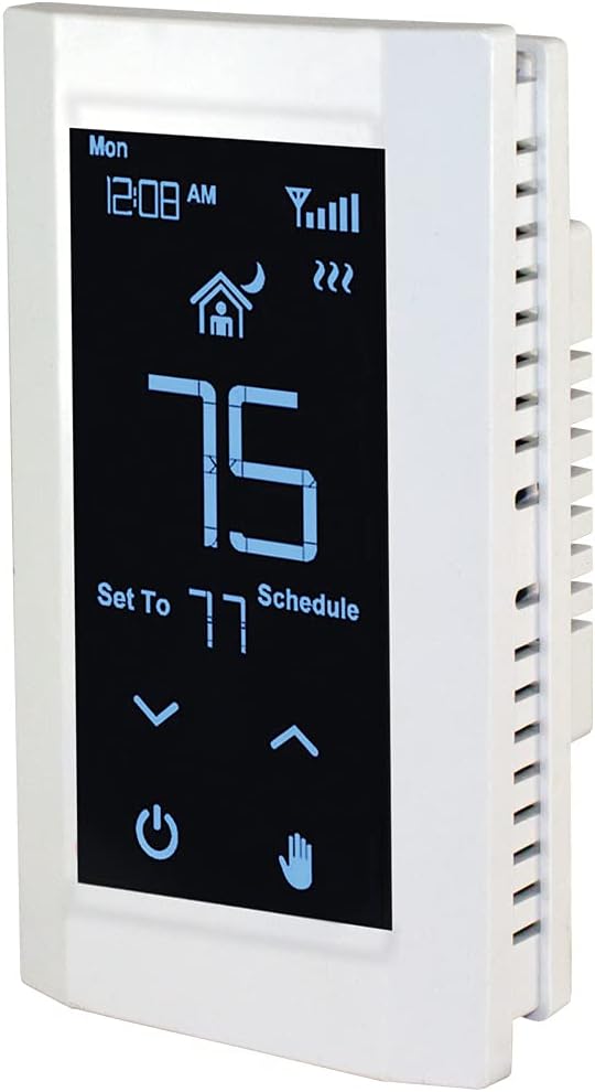 KING K901-W Hoot WiFi Line Voltage Smart Programmable Thermostat, 120/208/240V, Single Pole, White