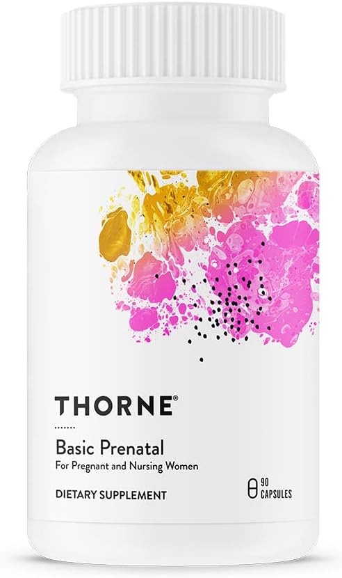 THORNE Basic Prenatal – Well-Researched Folate Multi for Pregnant and Nursing Women Includes 18 Vitamins and Minerals, Plus Choline – 90 Capsules – 30 Servings