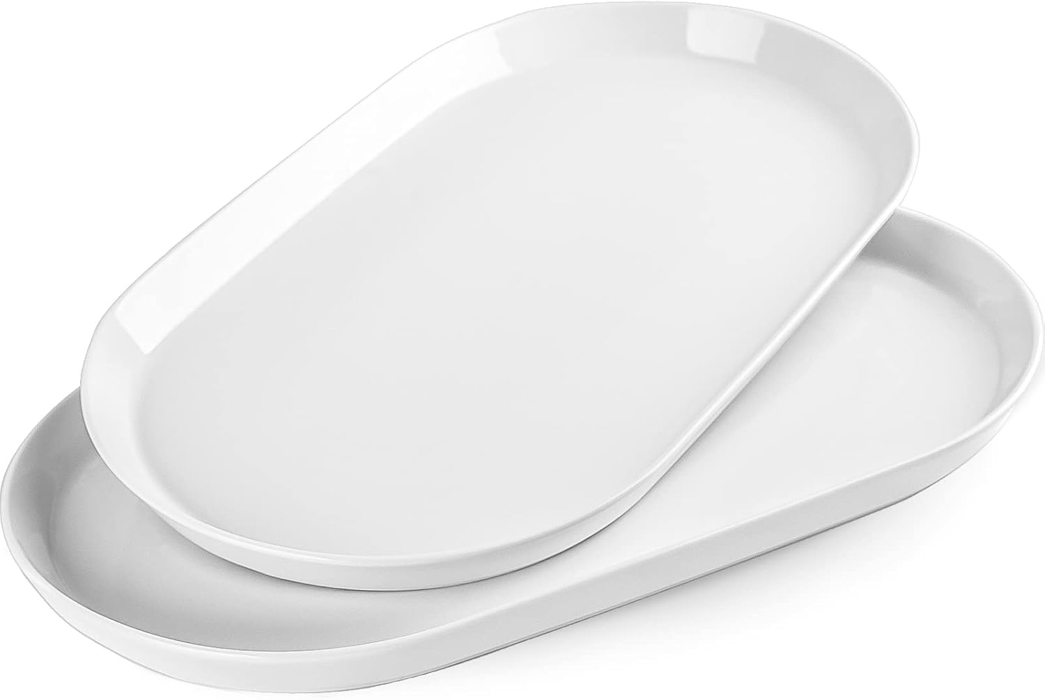 16″ Large Serving Platter – Oval Large Serving Tray, Ceramic Turkey Platters, White Platters for Serving Food, Appetizers, Entertaining, Party, Set of 2