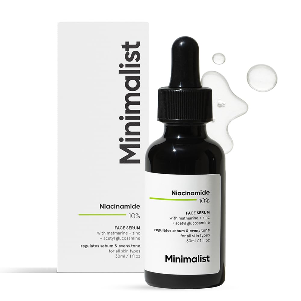 Minimalist 10% Niacinamide Face Serum for Acne Control & Oil Balancing with Zinc | Pore Minimizer for Face | Clears Acne Marks & Blemishes for Even Skin Tone | For Women & Men | 1 Fl Oz / 30 ml